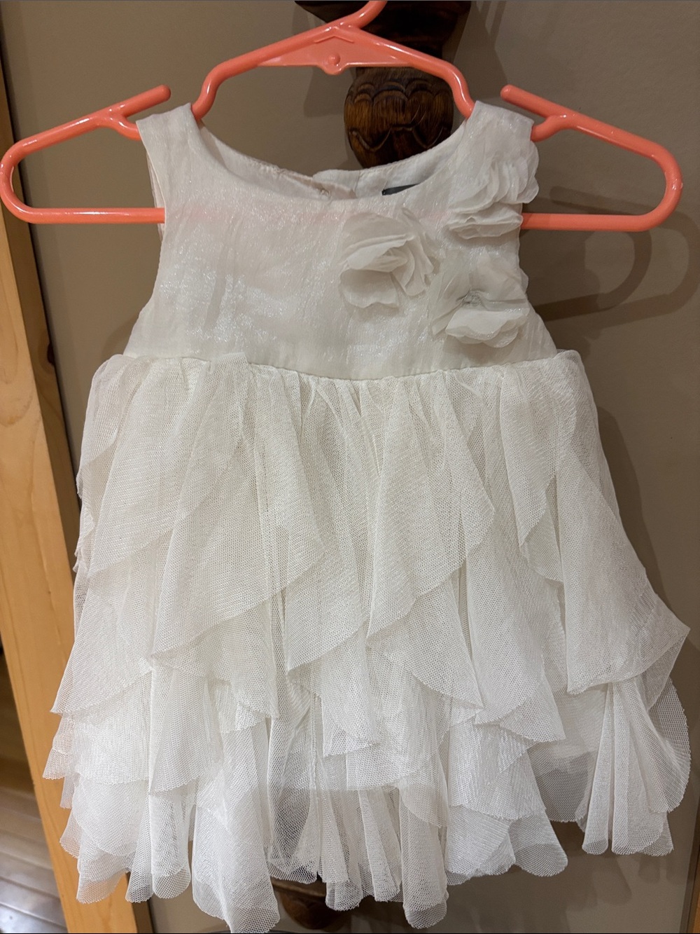 GAP Ivory Baby Dress with Floral Appliqué